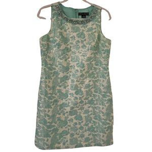 Vintage Style Beaded Jessica Howard Brocade Sheath Dress 10P